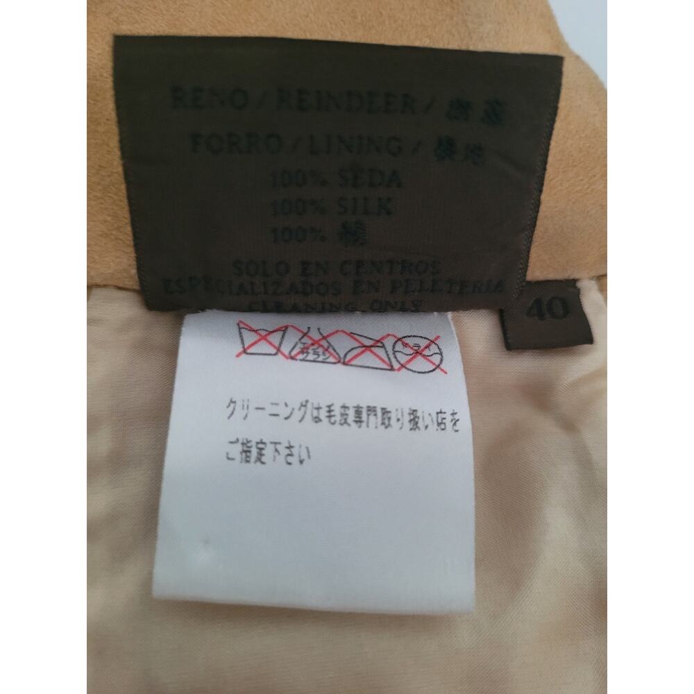 Loewe Vintage Reindeer Leather Silk Belt Braided Wide Tie Size 40 Fit 36 Tan Bei - Picture 7 of 11